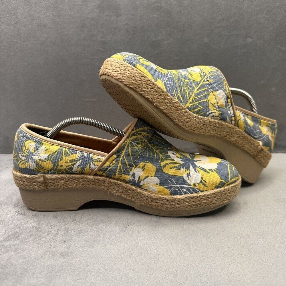Dansko Victoria Tahiti‎ Womens Size 39 (8.5-9) Clog Blue Yellow Floral Canvas - Picture 5 of 10